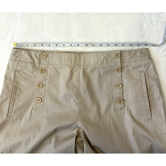Talbots Womens Heritage Pants Sz 16 Wide Leg Sailor Front Twill Khaki Pockets - Picture 3 of 9